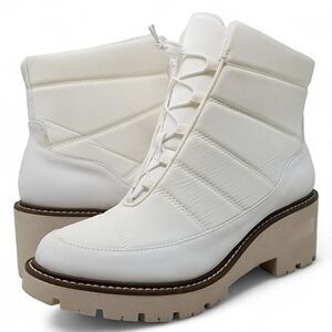 Blondo Daisy  Waterproof Lug Sole Boot in White Nylon